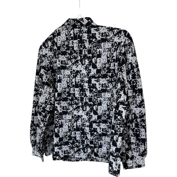 Jonquil by Judy Bond Blouse 22W 42 Plus Size Black White Abstract Bow Tie - Picture 13 of 15